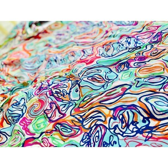 Lilly Pulitzer Women's XS Elsa Silk Smocked Top in What A Catfish Multi - Picture 10 of 12